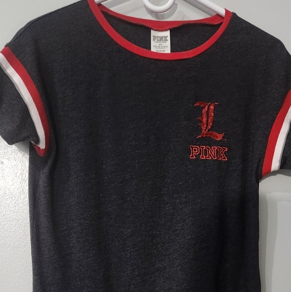 PINK Victoria's Secret Tops - PINK Victoria's Secret T-shirt - Black and Red University Of Louisville